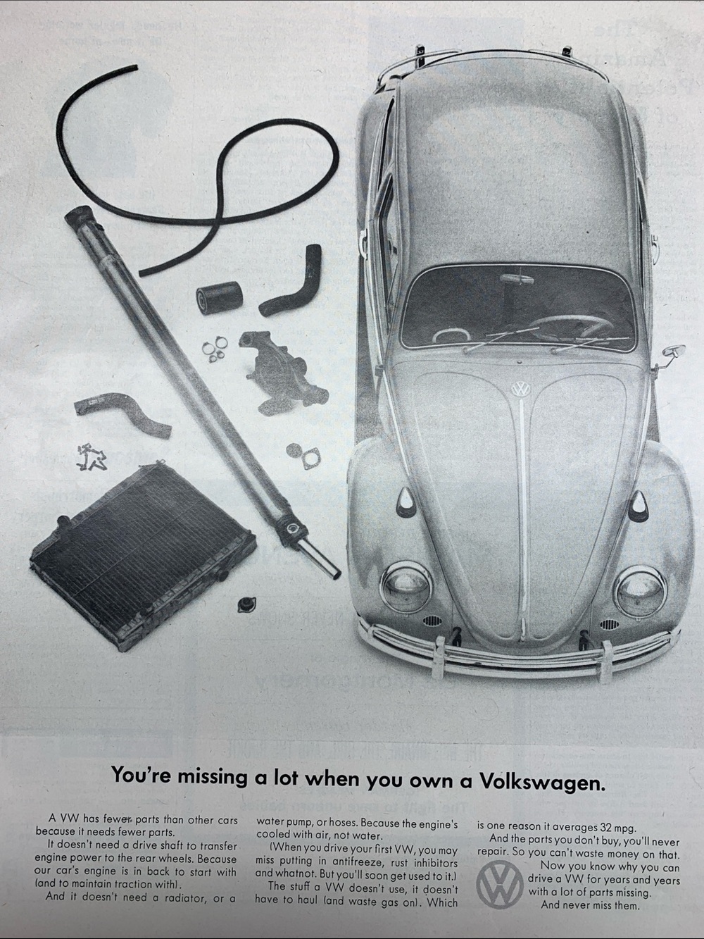 Vintage Volkswagen Beetle Advertisement Saturday Evening Post February 27, 1965